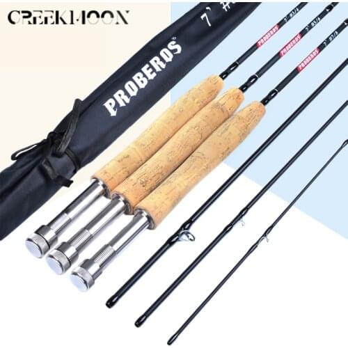 7ft Carbon Fiber Lure Hard Fly Fishing Rod 2.1M 4-Section Fish Portable Pole Line Wt 3/4 5/6 7/8 Cork Handle Light Weight Tackle