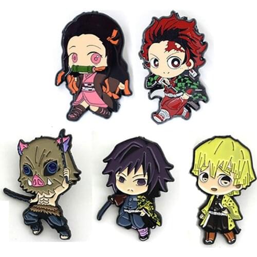 Cartoon Demon Slayer Cosplay Kimetsu No Yaiba Acrylic Accessories Fashion Prop Pin Brooch Badges Collar Button Jewelry Gift