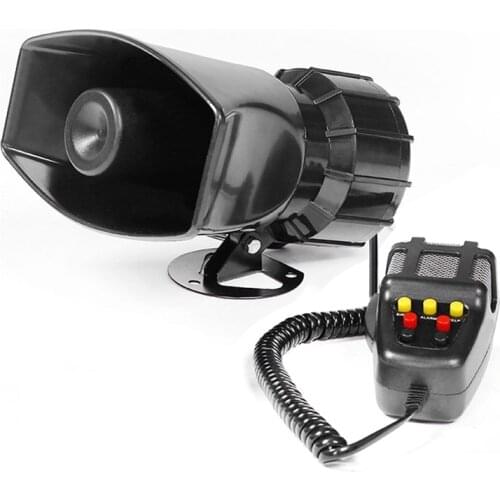 60W Car Alarm Horn Tone Sound Car Emergency Siren Car Siren Horn Mic PA Speaker System Emergency Amplifier Hooter 12V