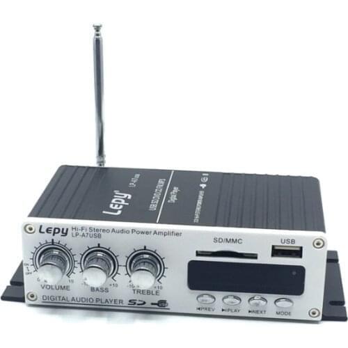 10pcs Mini Auto Car Power Amplifier Digital Player Audio Amplifier Support USB SD DVD CD FM MP3 Input with Remote