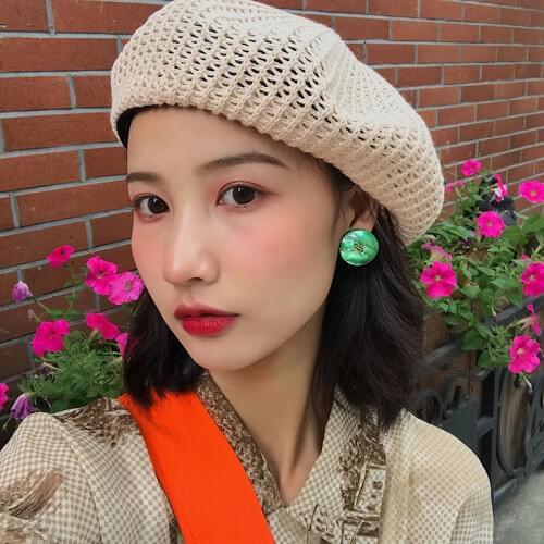 COKK Summer Beret Female Hats For Women Knitted Breathable Beret Hat Korean Artist Cap Sunscreen Travel Vacation Flat Cap New