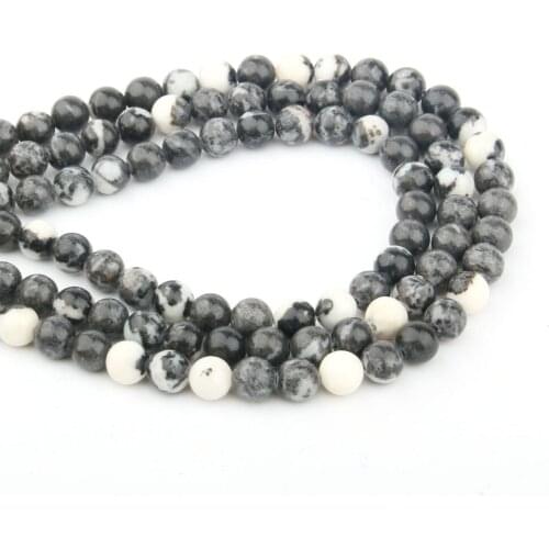 Fine Natural Stone Bead Black zebra Small Loose Bead for Women Jewelry Making DIY Necklace Bracelet Gift 4-12mm 15inch