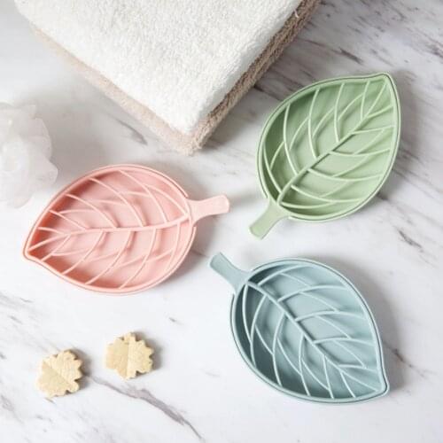 3 Colors Leaf Shape Soap Holder Soap Dish Tray Holder Toilet Shower Tray Draining Rack Bathroom Gadgets Washroom Tools
