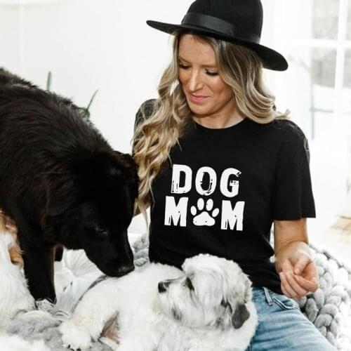 Dog Mom Printed T-Shirt Women Funny Tee Shirt Female O Neck Loose Summer T Shirts Harajuku Aesthetic Tops Casual Women Clothes