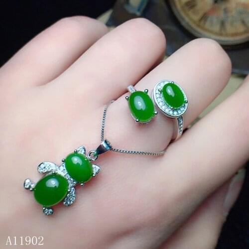 KJJEAXCMY boutique jewels 925 sterling silver inlaid natural gem Jasper lady pendant necklace ring support detection