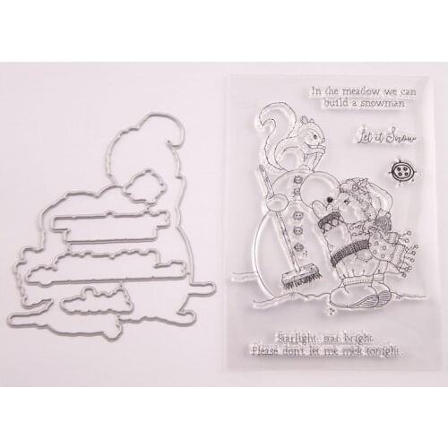 Metal Cutting Dies and Clear Stamps For Paper Making Card Craft Sets T1518 Seal Knife Mold Set Snowman