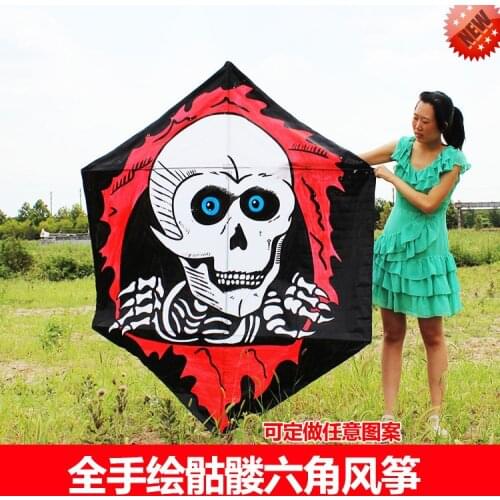 Cartoons fun single line desert Hexagonal skull kites unique style cerf volant big kite flying windsock outdoor toys ultraman