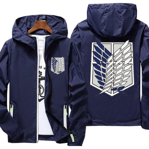 Men Outdoor Sport Anime ATTACK ON TITAN Thin Hooded Coat Reflective Sunscreen Windbreaker Skin Cycling Camping Pilot Jacket 7XL