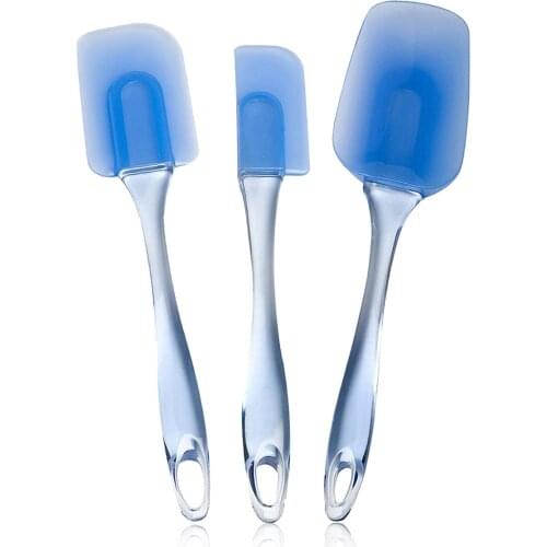 BalleenShiny Cake Tool Blue Silicone Spatula Set Turner Kitchen Cookware Cutlery Spoon Flexible Heat-resistant Rubber Spatula