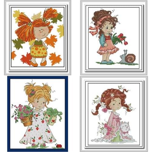 Little girl patterns counted 11CT 14CT 18CT DIY Cross Stitch Sets Chinese Cross-stitch Kits Embroidery Needlework