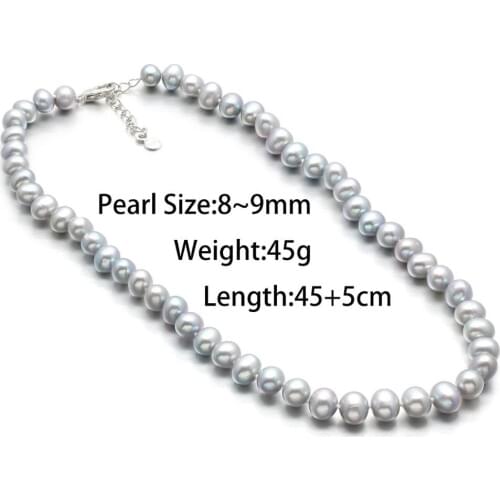 Natural Freshwater Potato-shaped Pearl 8-9 Mm Necklace For Elegant Women Wedding Dress Gift