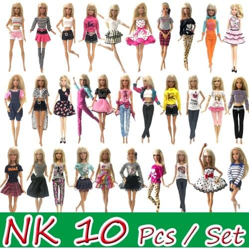 NK 10 Pcs/ Set Princess Doll Dress Party Gown For Barbie Doll Accessories Fashion Design Outfit Best Gift For Girl' Doll Toy JJ