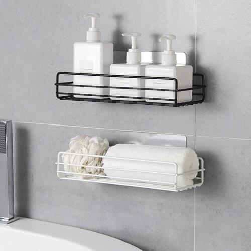 NEW Wrought Iron Bathroom Shelf Wash Rack Free Punching Wall Hanging Kitchen Spice Storage Rack Hanging Basket
