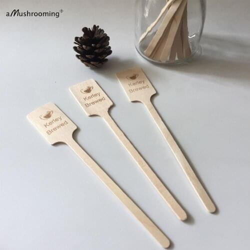 Personalized wooden coffee stirrers hot cold drinking stir sticks natural wood beverage stirrer for cafe restaurant home bar use