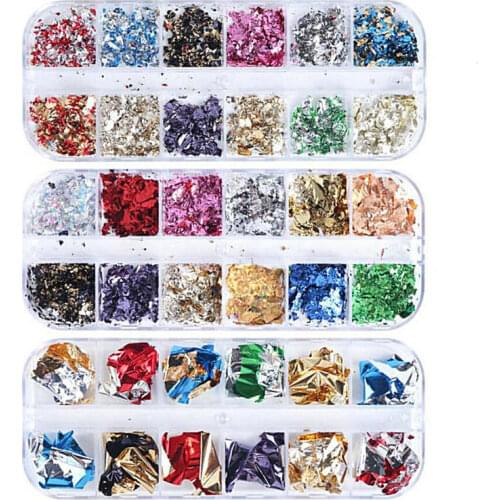 Handmade Craft Resin Jewelry Stuff Mixed Color Leaf Flakes Nail Art Decor Gold Silver Foil Phone Case DIY Filling