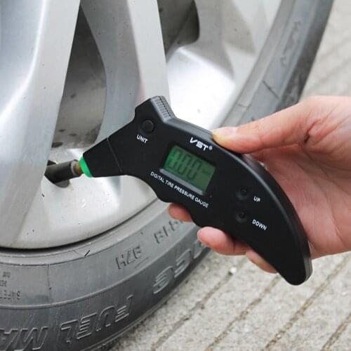 Portable Car Tire Pressure Gauge LCD Digital Display 4 Unites Switchable Tire Pressure Monitor for Car Truck Motorcycle Bike