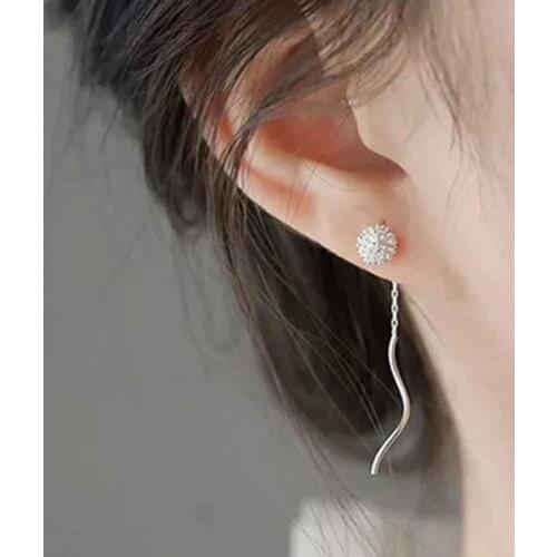 Simple Attractive Ladies Flower Earrings Decorative Exquisite Piercing Long Dangle Dandelion Creative Ear Line Mini Earrings
