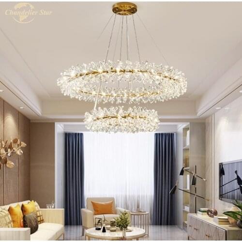 Luxury Flowers Chandeliers Lighting Crystal Modern LED Lights Nordic Firely Indoor Lamp for Living Room Bedroom Dining Room