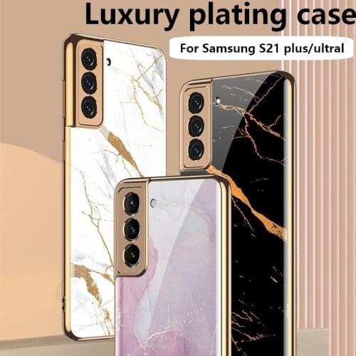 Luxury Case for Samsung S21 Ultral Retro Painted Tempered Glass Cover All-inclusive Shockproof Shell for Galaxy S21 Case