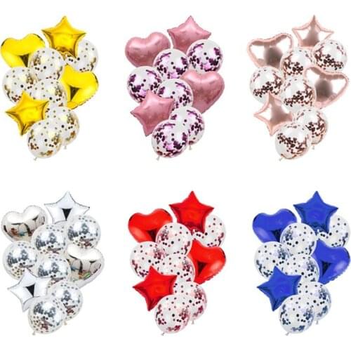 10PCS Pink Rose Gold Wedding Party Confetti Balloons 18inch Star Heart Foil Balloons Happy Birthday Party Decoration Baby Shower