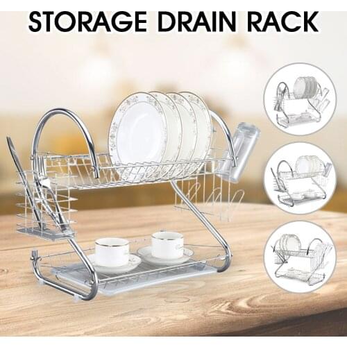 Dish Drying Rack 2-Tier Dish Rack Kitchen Organizer with Drainboard Kitchen Countertop Utensil Storage Organizer Dish Drainer