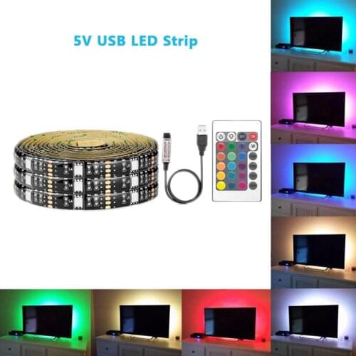 DC 5V USB LED Light Strip SMD 5050 RGB LED Strip Flexible NON-Waterproof RibbonTape 1m 2m 3m 4m 5m add Remote For TV Background