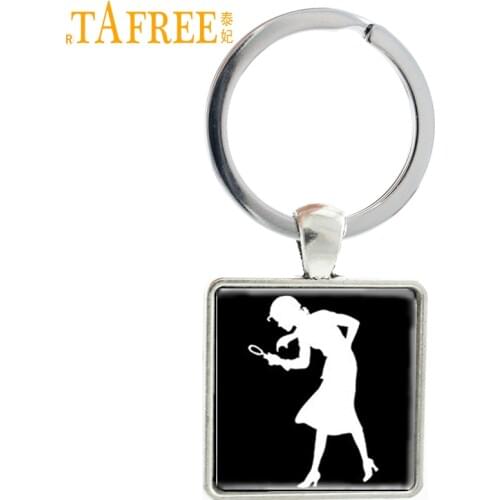 TAFREE Adventure game case for Nancy Drew Detective Mystery keychain vintage silhouette key chain ring men women jewelry AA117