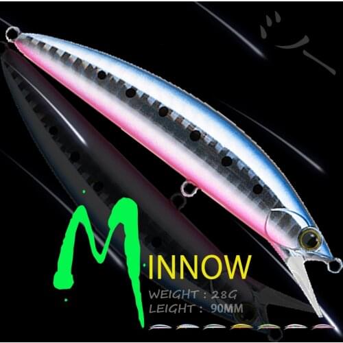 WALK FISH 90MM 28G Minnow Fishing Lure 3D Eyes Sinking Artificial Hard Bait Treble Hook Pike Saltwater Fishing Accessories