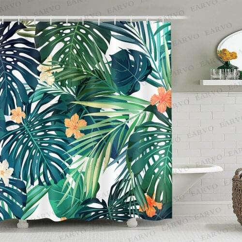 3d tropical plants Green Leaves Printing Shower Curtain Modern Natural Plant Leaf Polyester Bathroom Curtains Douchegordijn