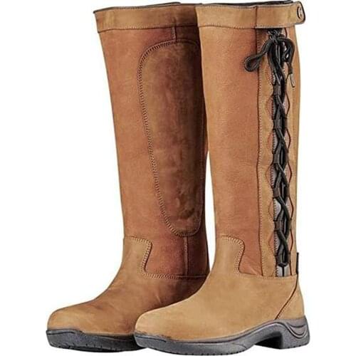 Women Brown everyday high top round head large snow boots