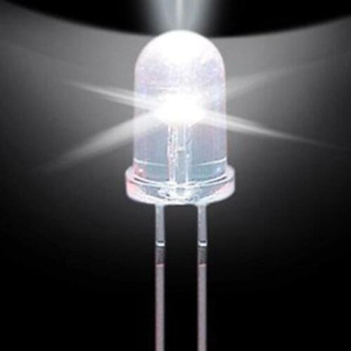 100pcs 5mm White DIP LED Diodes Clear Round Head Super Bright LED Light 25 Angle 20000mcd