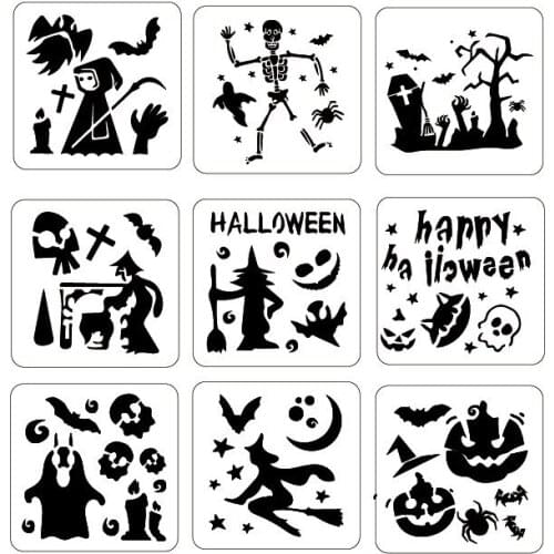 16pcs/set Halloween pumpkin stencils painting template decoration drawing board plantillas stencil manualidades journal supplies