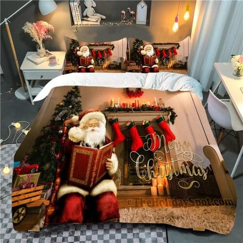 3 Pieces Christmas Duvet Cover Set Single Double King 3D Printed Merry Christmas Bedding Comforter Bedding Sets Gift for Kid