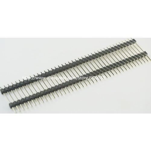 5pcs 17 mm Height 1x40 P 40 Pin 2.54mm Pin Header male Single row dual plastic base insulator straight through hole gold