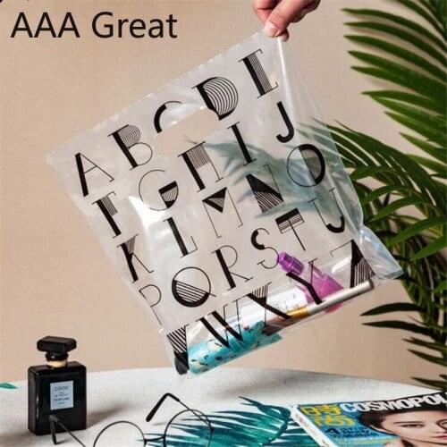 50pcs/Lot Gift Bags Handles Plastic Bag For Clothes Storage Bag Party Supplies Shopping Bag Packaging Wedding Pouches