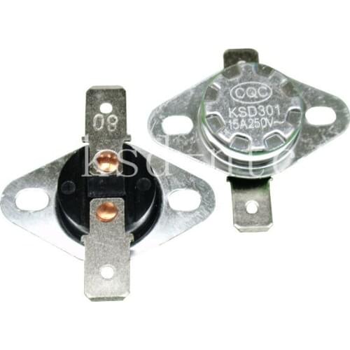 50PCS Thermostat KSD302/KSD301 110C 115C 120C 125C 130C 135C 140C 145C 150C degree 15A250V Normally Close