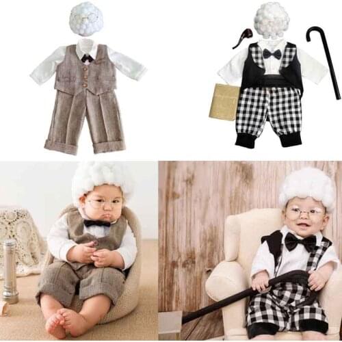 6-10Pcs/Set Newborn Photography Props Hat+Glasses+Bow Tie+Vest+Shirt+Pants Baby Outfits Fotografia Photo Shooting Accessories