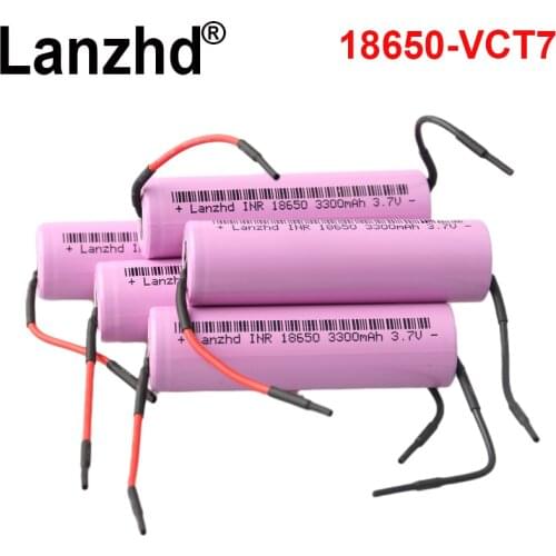 8-40PCS Lithium Li ion 3.7v 18650 For samsung batteries 18650 Rechargeable battery DIY with wire original 3300mAh 10A VTC7 35E