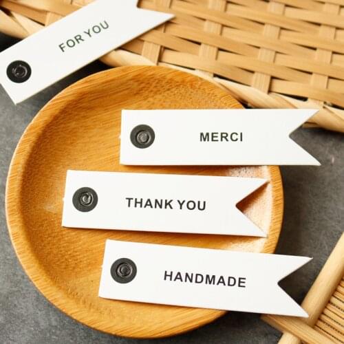 100pcs Thank You White Paper Tags DIY Wedding Gift Tags Card Merci Handmade Craft Paper Tag Label Birthday Party Gift Wrapping