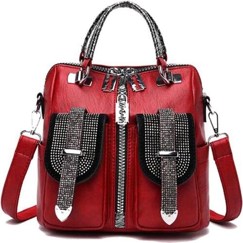 Brand Vintage Backpack Women High Quality Leather Backpacks Multifunction Ladies Shoulder Bag Luxury Backpack For Teenage Girls