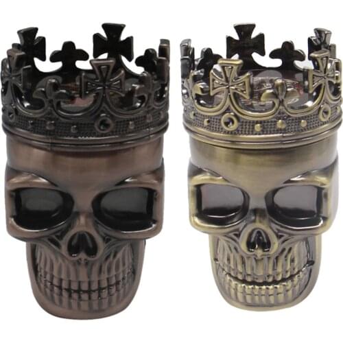 3 Layers Skull Metal Portable Herb Tobacco Spice Smoking Grinder Hand Crank Crusher Hookah Smoking Accessories