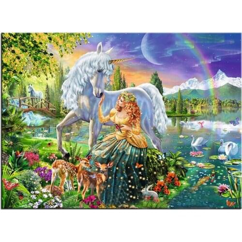 Painting By Numbers DIY Dropshipping40x50 60x75cm Alice girl Kirin unicorn Figure Handmade Gift For Adult Unique Gift Home Decor