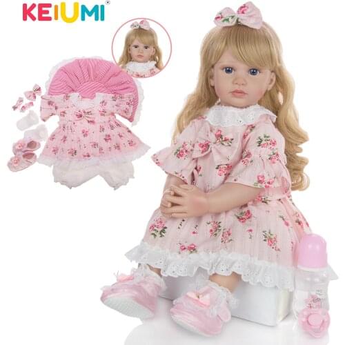 KEIUMI Lovely Toy As Princess 24 Inch New Arrival Baby Reborn Girl Doll Soft Silicone Cloth Body Realistic Reborn Dolls Babies