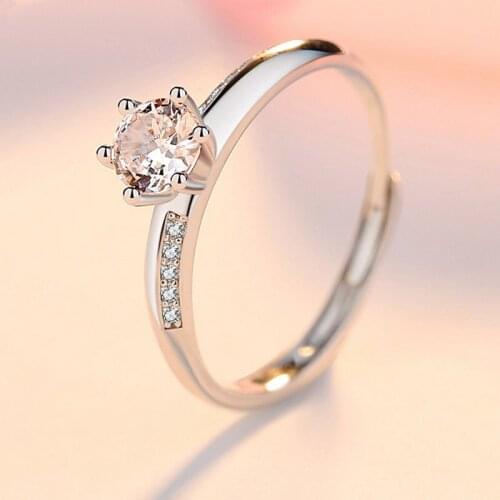 Sterling Silver Ring Ladies Moissan Diamond Japanese And Korean Style Classic Six-Claw Wedding Diamond Ring Give A Birthday Gift