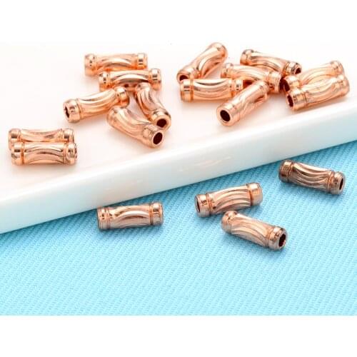 50 pcs Brass short carved tube shinny spacer beads bracelet findings DIY making for jewelry necklace accessories