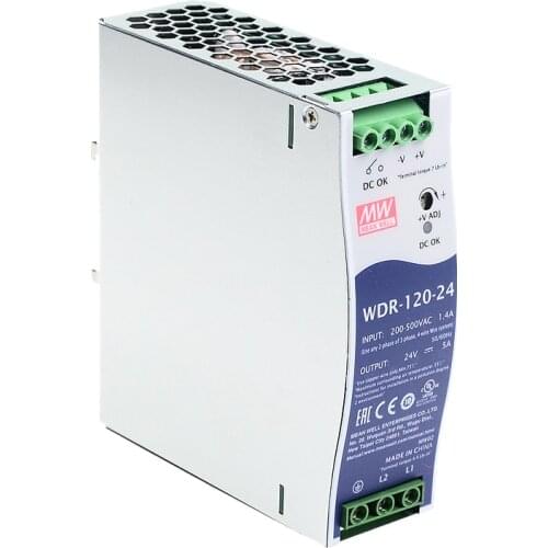 Mean Well WDR-120-24 180-550VAC Input voltage meanwell DC 24V 5A 120W Single output Industrial DIN RAIL Power Supply
