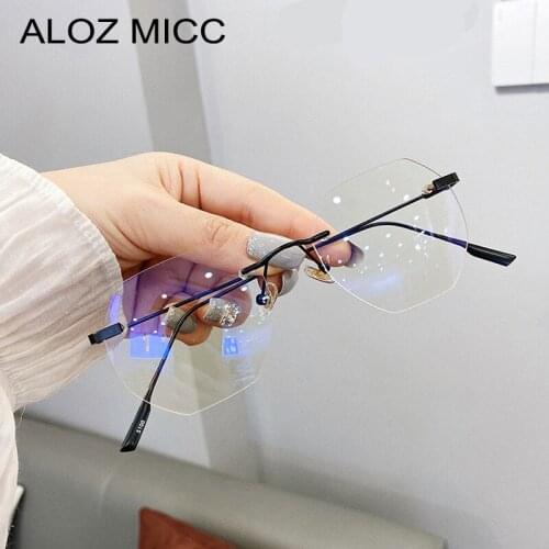 Fashion Rimless Glasses Frames Women Sexy Blue Mirror Transparent Glasses Women Men Optics Clear Eyeglasses Q808
