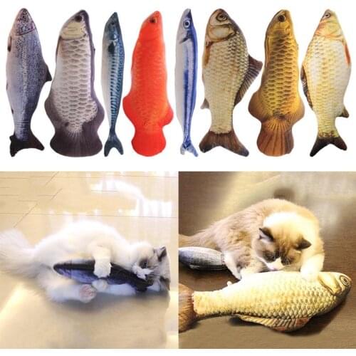 Pet Soft Plush 3D Fish Shape Cat Toy Interactive Gifts Fish Catnip Toys Stuffed Pillow Doll Simulation Fish Playing Toy For Pet