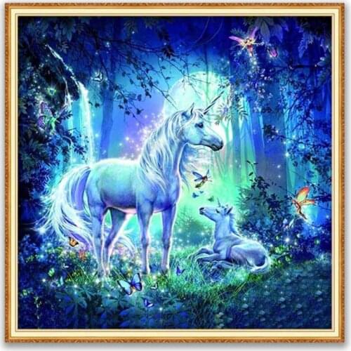 Cartoon Unicorn DIY Cross Stitch Embroidery 11CT Kits Needlework Craft Set Cotton Thread Printed Canvas Home Decoration Design
