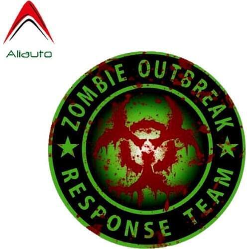 Aliauto Reflective Car Sticker Zombie Outbreak Response Team Sticker Bloody Biohazard Classic Personality Decal PVC,12cm*12cm